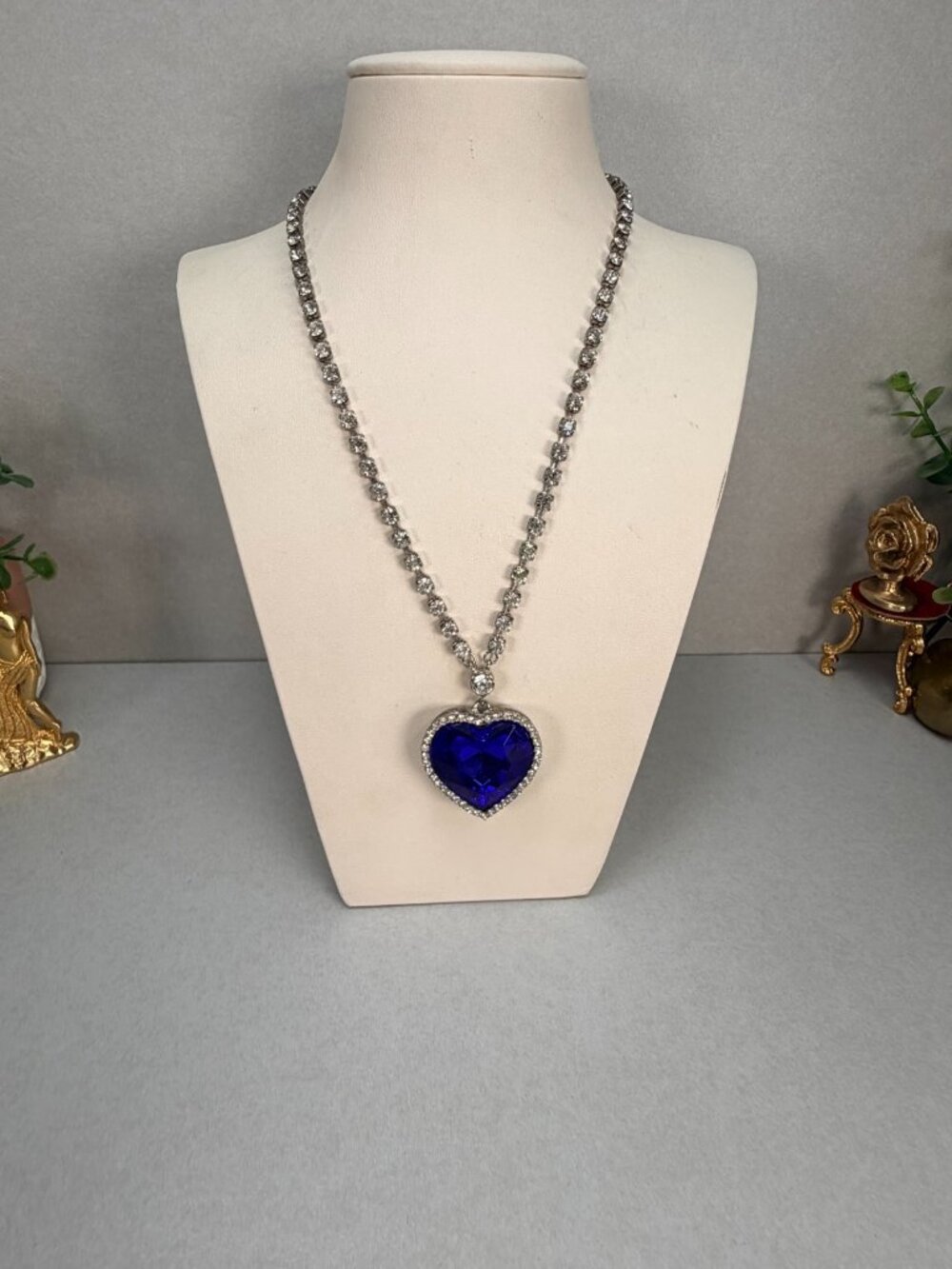 Vintage Eternal Love Titanic Blue Heart Crystal Necklace by RJ Graziano - Picture 2 of 8